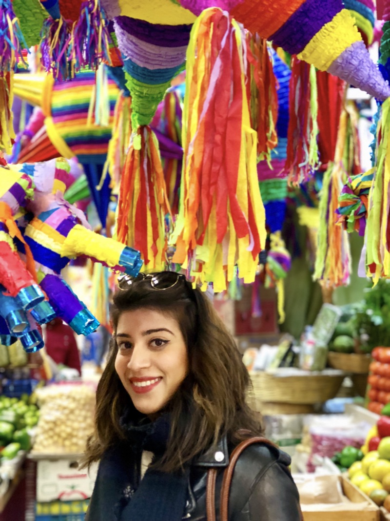 Soumaya at a market in Mexico
